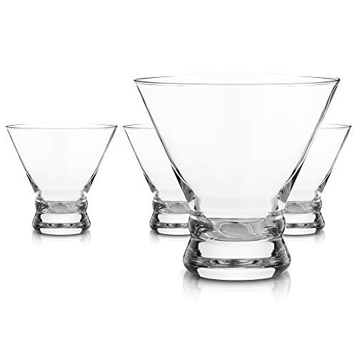 ELIXIR GLASSWARE Stemless Martini Glasses Set of 4 Hand Blown Crystal
