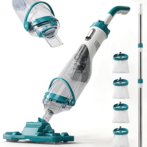 FOTING Poolsauger Akku w/LED-Display, Absaugung bis zu 4300L/H, Pool Bodensauger mit All-Angle-Saugfunktion, Betriebsdauer bis zu 60 Minuten, Poolrein