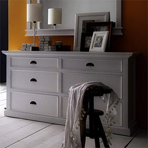 NovaSolo Halifax Pure White Mahogany Wood 6-Drawer Dresser