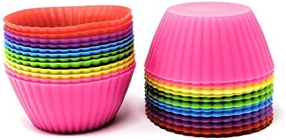 Seacoast Silicone Reusable Cupcake Liners/Baking Cups, Pack of 24 (Assorted Colors) BPA Free Muffin Molds