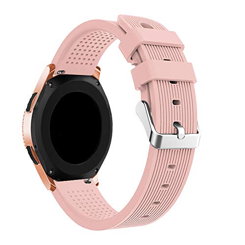 Insaneness Pure Colour Stripe Sport Soft Silicon Accessory Watch Band for Samsung Galaxy Watch 42mm (Pink) - Thumbnail 2