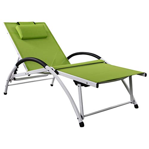 ALEOS. Gartenliege Sonnenliege Fitnessliege stabile Aluminium Konstruktion mit atmungsaktiven Kunststoffgewebe und Kopfpolster FIT-GRÜN