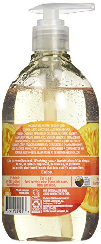 Seventh Generation Hand Wash, Mandarin Orange & Grapefruit , 12 Fl Oz, (Pack of 8)