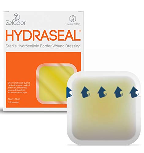 Hydrocolloid Border Wound Dressing – Waterproof, Breathable & Adhesive Patches for Faster Healing, Blister & Acne Protection – Ideal for Sensitive Skin - 10x10cm x 5