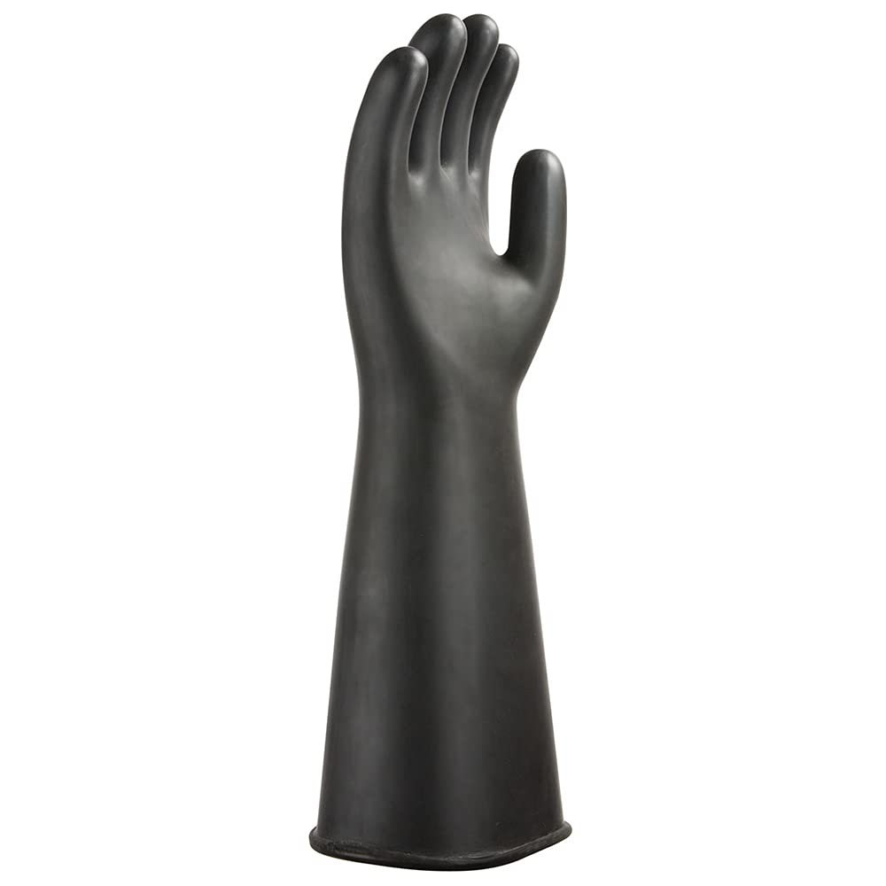 Portwest Heavyweight Latex Rubber Gauntlet, Size: L, Colour: Black, A802BKRL