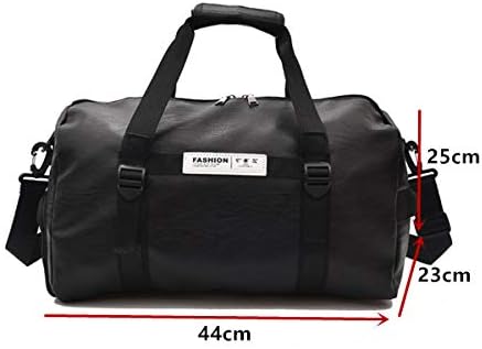 CLHFJ Pu Leather Outdoor Shoulder Sports Gym Bag Men Women with Shoes Storage Training Fitness Travel Yoga Handbag