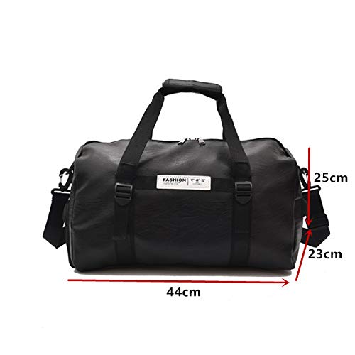 CLHFJ Pu Leather Outdoor Shoulder Sports Gym Bag Men Women with Shoes Storage Training Fitness Travel Yoga Handbag