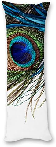 Yiuejiu Peacock Feather Body Pillow Cover Decorative Pillowcase 20x54 Inch