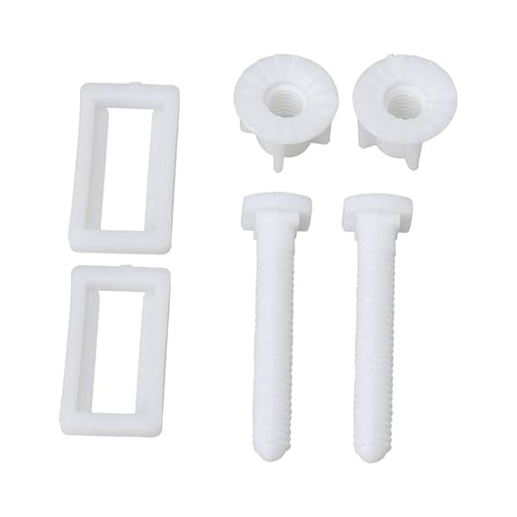 Yibuy 4 x Toilet Seat White Hinges Fixing Set Easy Fitting Bath