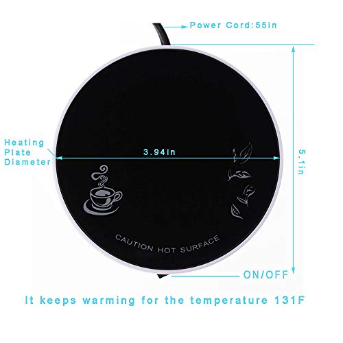 Coffee Mug Warmer, 25W Desktop Beverage Warmer, Electric Coffee Warmer, Glass Heating Plate (Up To 131F/55C), Best Gift for Coffee Lovers, For Coffee, Tea, Hot Cocoa, Candle Wax