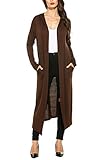 Meaneor Women's Long Sleeve Waterfall Hoodies Open Front Maxi Cardigan Sweater Dark Brown XXL