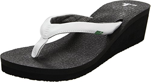 Sanuk Women's Yoga Mat Wedge Flip Flop,White,8 M US