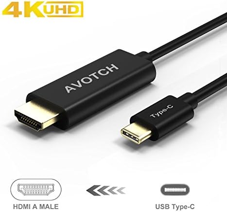 USB C to HDMI Cable,AVOTCH USB 3.1 Type C to HDMI Cable Thunderbolt 3 Compatible 4K 6FT with Aluminium Case for 2016 MacBook Pro, 2015 MacBook