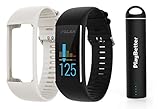Polar A370 (Black, Medium/Large) GPS Fitness Band BUNDLE with Extra Silicone Band (White) & PlayBetter Portable Power Bank (2200mAh) | On-Wrist Heart Rate, 24/7 Activity Tracker