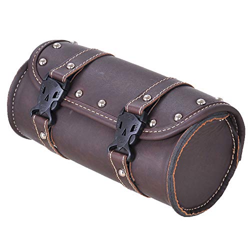 Mini Motorcycle Bag Waterproof SaddleBag, Brown Motorcycle Fork Bag with Eco-Friendly Materials