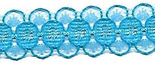 BEEKLEY BOWS 1/2" Narrow Bright Colorful Bold Stretch Craft Sewing Lace Trim, 5 Yards (Blue)