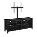 Walker Edison Wren Classic 4 Cubby TV Stand for TVs up to 65 Inches with Mount, 58 Inch, Black