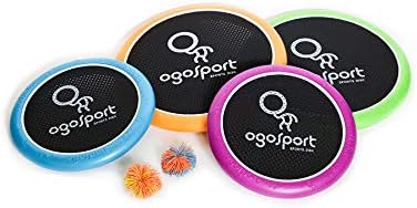 OgoSport OgoDisk 4 Pack - 2 Mini (12") + 2 Mezo (15") with 2 OgoSoft Balls Exclusive MMP LIVING Edition colors: orange, lime, blue purple