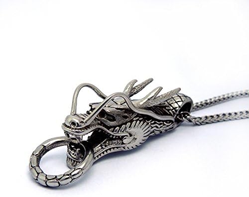 Fatu Fashion Unisex Dragon Shape Stainless Steel Pendant Necklace, 24 Inches Chain