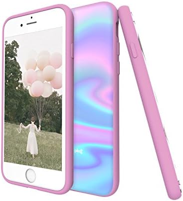 iPhone 7 Case, Gigi Piaf Slim Fit Hard Cover Shock Resistance Protective Pastel Swirl Pink Iridescent