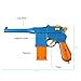 ZHENDUO Mauser Pistol Toy Gun with 10 Rubber Soft Bullets Mini Foam Dart Gun Blasters for Children Kids Cosplay Gifts (Blue)
