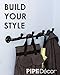 Wall Mounted Industrial Pipe Coat Rack by Pipe Decor Heavy Duty, Rustic Iron DIY Style, Black Electroplated Finish for Entryway with Mounting Hardware Included, 4 Clothes Hooks, Oil and Rust Free