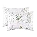 Wake In Cloud - Floral Pillow Cases, 100% Cotton Fabric, Flower Cottagecore Botanical Cute Pattern Printed, Set of 2 Pillowcases Pillow Shams Covers, Yellow Green, Standard Size 20x26 Inches