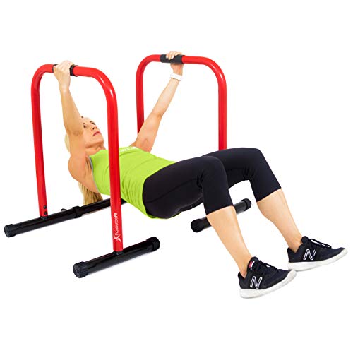 ProsourceFit Dip Stand Station, Heavy Duty Ultimate Body Press Bar with Safety Connector for