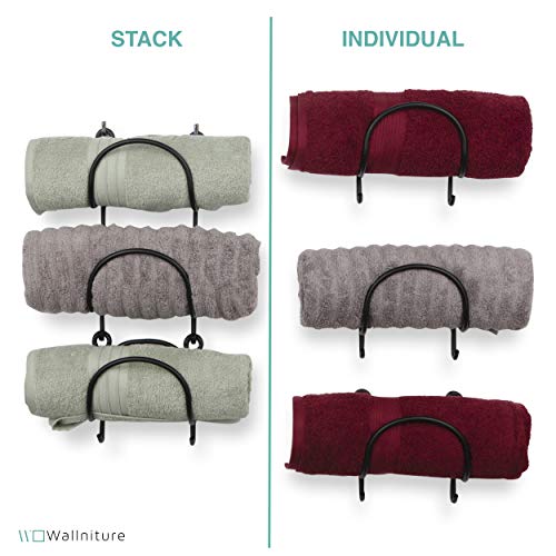 Wallniture Solid Wrought Iron Metal Towel Rack Holder Wall Mount Rustic Home Decor Bathroom