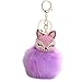 HXINFU Real Rabbit Fur Pom Pom Ball Keychain Fox Head Fluffy Ball Keychain