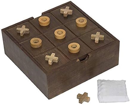 Fine Craft India Tic Tac Toe Board 2 in 1 Wooden Game Set for Kids Return Gift Size 8x8x3 inch