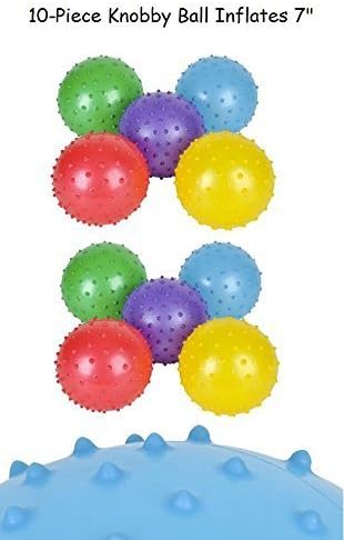 10-Piece Knobby Playground Ball Inflates in Assorted Colors! Approx 7" Size