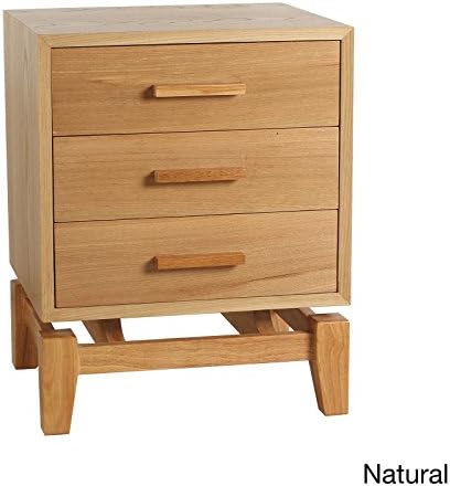 Sturdy Porthos Home Hudson Mid-Century 3-Drawer Side Table in Natural Finish