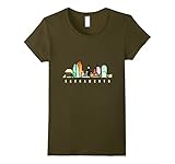 Womens Sacramento, California - A colorful silhouette T-shirt with  Large Olive