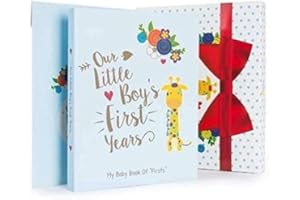 Ronica Baby Boy Gift Set with Baby Memory Book, Monthly Stickers: Modern Photo Journal and Keepsake Album for Boys, First 5 Years, Shower Gift Idea for Mom, Dad Or Grandparents