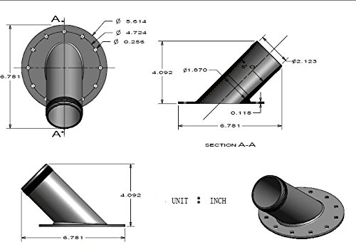 AdlerSpeed Billet Fuel Cell Fast Fill Filler Neck 45 Degree 12Bolt Flange Aluminum Silver - US Shipping