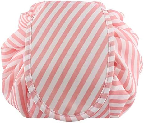 NYALA Waterproof Multifunction Portable Travel Cosmetic Storage Vanety Toiletry Bag with Drawstrings (Pink Linning)