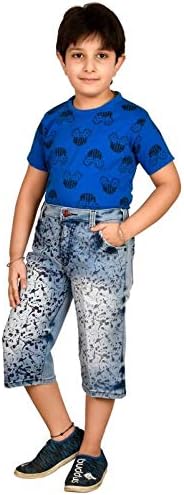 Softy Jeans 3/4 Blue Color Denim Capri for Kids_5 to 11 Years