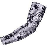 Moisture Wicking Sports Compression Arm Sleeve - Youth & Adult Sizes - Baseball Football Basketball by Bucwild Sports (Black-Gray-White Digital Camo) Youth Large