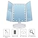 Maibtkey Vanity Mirror Tri-folded Lighted White Travel Portable Makeup Mirror with 22 LED Lights and Magnifying Mirror with 1X 2X 3X Magnification 180° Rotatable for Women Men Girls Cosmetic Makeup