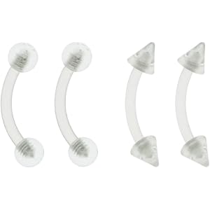 Elledia 16g Clear Acrylic Curved Barbell Retainers Invisible Piercing Bars