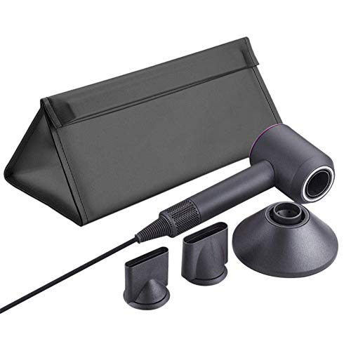 BUBM Travel Portable Storage bag for Dyson Supersonic Hair Dryer, Magnetic Flip PU Leather Moistureproof Anti-scratch Dustproof Shockproof Protection Organizer Travel Gift Case (Black)