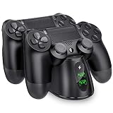 PS4 Controller Charger, BEBONCOOL PS4 Wireless Charger Dual USB Fast Charging for Sony Playstation 4/PS4/ Pro /PS4 Slim Controller, DualShock 4 Charging Station with LED Indicator, Black