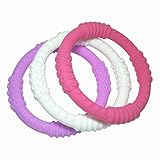 Teething Ring 3 Pack - mooi baby - Baby Teething Rings - GIRL Baby Teether - 100% Silicone Infant Teether - No BPA - Non-Toxic - Soothing Gums - Teether Bracelet - Sensory Rings - Baby Teether Rings