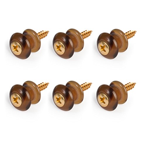 Waverly Guitar Strap Button, Dark Tortoise Button, Gold Screw - 6 Pack