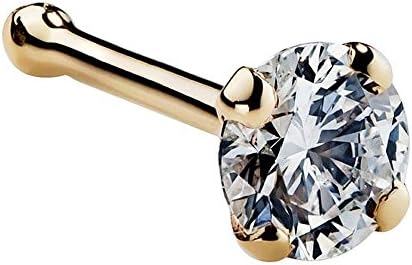 KIMANA Nose Bone Ring Stud 1.5mm(0.015 Ct) Diamond Yellow Gold 20G