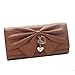 Damara Women Long Faux Leather Bifold Large Bow Design Wallet Handbag,Apricot