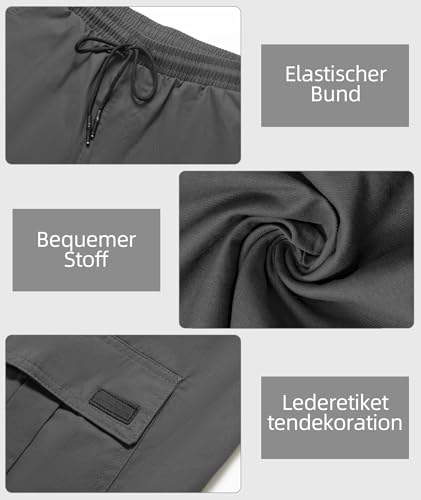 JACKETOWN Men's Cotton Cargo Shorts - Summer Casual Bermuda Shorts With Elastic Waist