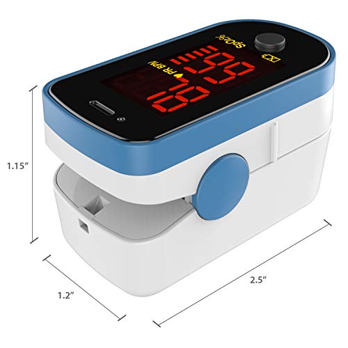 CHOICEMMED Sky Blue Finger Pulse Oximeter Blood Oxygen Saturation Monitor SPO2 Pulse