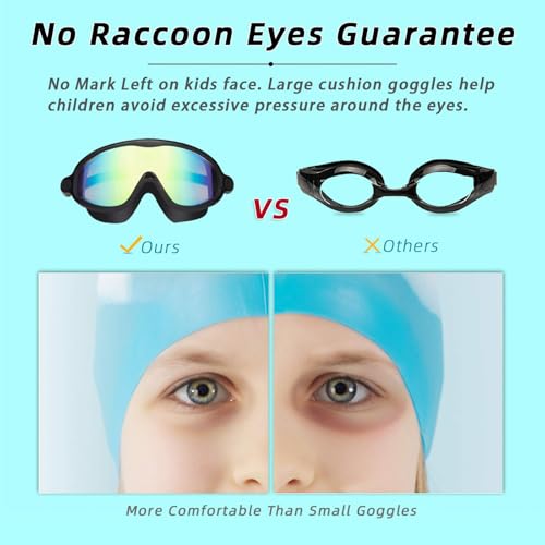 Kids Swim Goggles 2 Pack Pool Goggles Anti-Fog Anti-UV Wide View No Leaking Swimming Goggles for Children 3-14